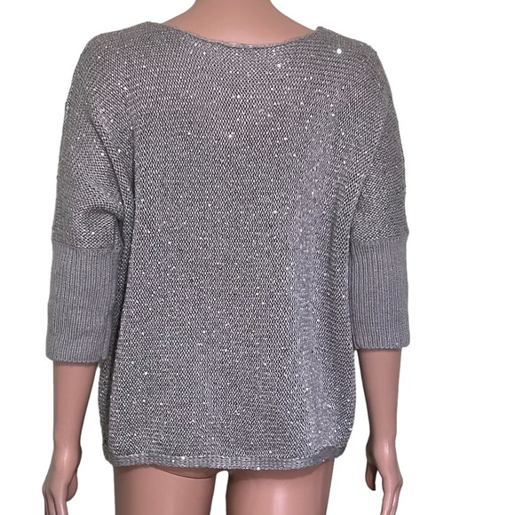 NWT Forever 21 Sequin Crew-Neck Long Sleeve Sweater, Silver Gray | S - Picture 6 of 14